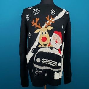 🆕️ 🎅 V28 Santa & Rudolph Cruising Christmas Sweater // (NWT)